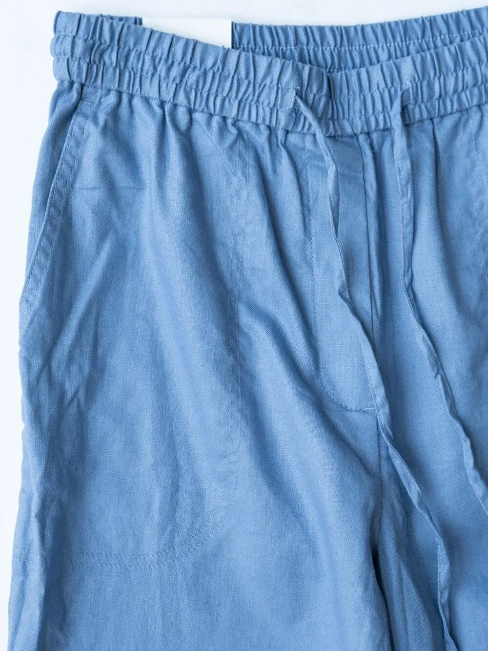 Banana Republic Straight Ankle Pants High Rise Linen Cotton Blend Blue Flowy